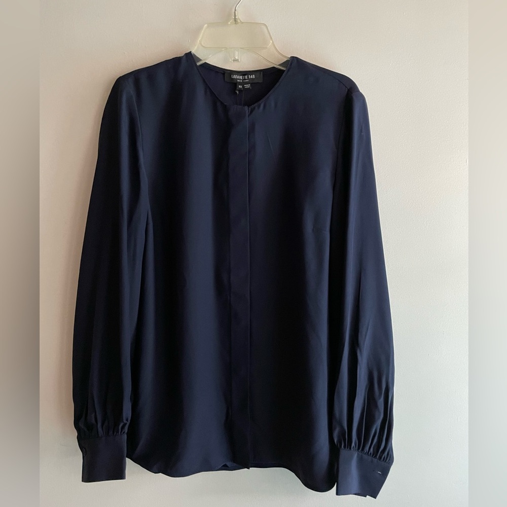Lafayette 148 Womens 100% Silk Button Long Sleeve Blouse Size XS